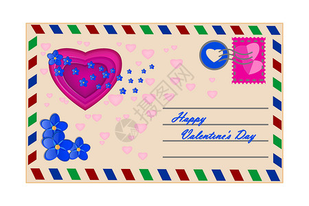 电子明信片孤立在白色背景上的情人节信封插画