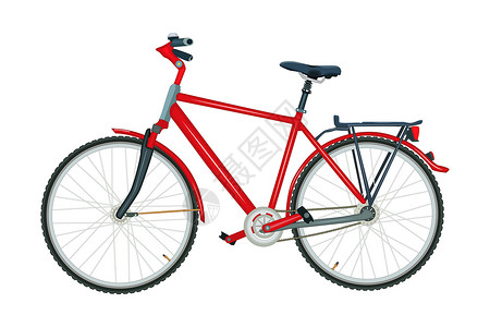 在白色背景上孤立的自行车 现代红色城市或山地自行车背景图片