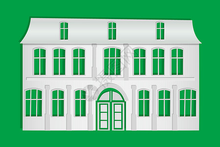 绿色背景上孤立的纸房子主页信息多层保险环境建筑家庭财产阴影窗户背景图片