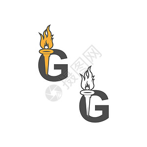 火炬标志字母 G 图标标志与火炬图标设计相结合设计图片