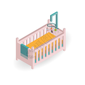 婴儿换尿布婴儿卧室可爱家具中新生儿或儿童摇篮的插图插画