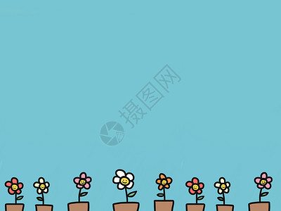 花盆和蓝色天空插图背景图片