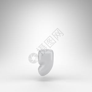 白色背景上的昏迷符号 具有光滑表面的白色塑料 3D 标志背景图片