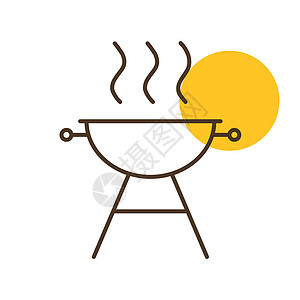 炭锅烧烤烧烤野餐矢量 ico木炭烹饪牛扒后院标识插图派对食物牛肉标签插画