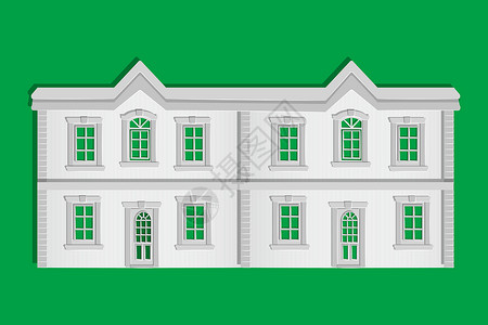 绿色背景上孤立的纸房子窗户剪纸多层主页折纸小屋插图保险图表别墅背景图片