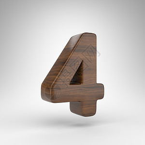 白色背景上的 4 号 具有棕色木纹的深色橡木 3D 数字背景图片