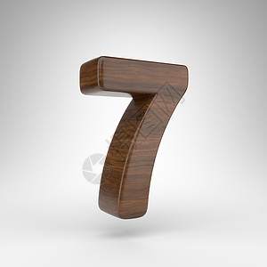 白色背景上的数字 7 具有棕色木纹的深色橡木 3D 数字背景图片