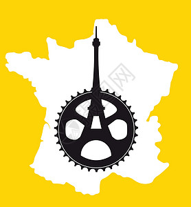 环法自行车赛最小邮政自行车白色插图黄色红色旅游锦标赛运动海报绿色背景图片