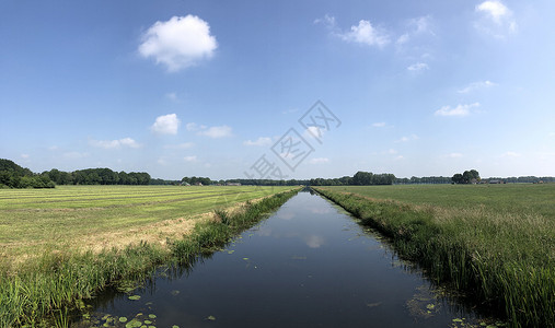 农田和运河运河天空农场自然全景背景图片