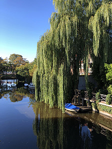 Emden市运河背景图片