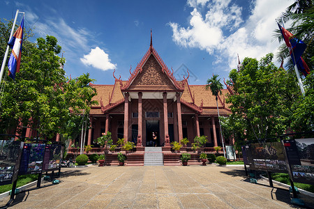 金边国家博物馆Phnom penh市Cambodia 国家博物馆地标建筑高棉语城市博物馆旅游游客吸引力国家晴天背景