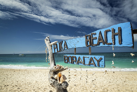 查普斯菲利平斯热带天堂波拉卡伊岛著名的普卡海滩假期异国旅游游客晴天情调海岸风景吸引力背景