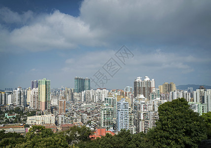 市中心Macau市带有塔楼的天线图风景住宅景观要塞城市建筑物住房积木市中心天际背景图片