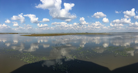 云和湖仙宫湖云层反射的全景背景