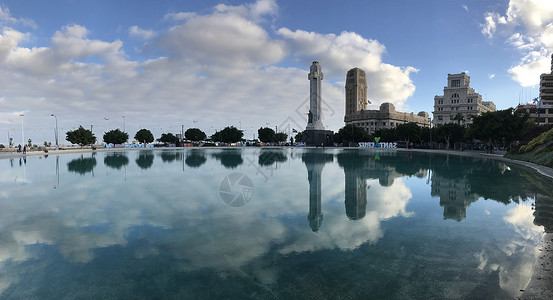 圣克鲁斯德特内里夫全景旅游建筑正方形公园池塘广场背景图片