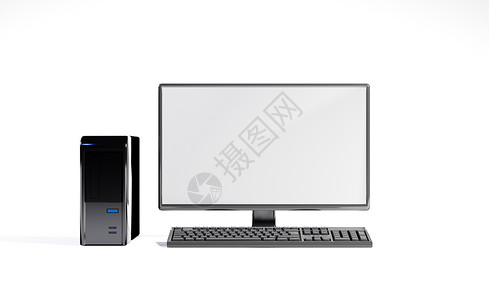 白色背景上的空屏幕桌面计算机模板背景图片