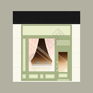 矢量详细的平面设计咖啡馆门面 店铺外观店面插图窗户精品建筑学建筑奢华房子市场卡通片背景图片