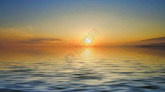 在海平面的宁静处 阳光灿烂的日落墙纸海洋天空粉色反射地平线蓝色橙子射线海景背景图片