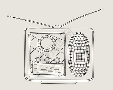 手绘复古收音机设计图片