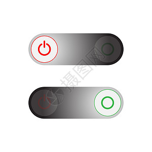 on式电源按钮The Off 按钮用红色包围The On 按钮用绿色包围 背景为白色网站开关活力标识技术控制板控制纽扣圆圈横幅设计图片