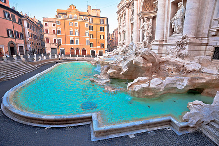 丰塔纳迪特雷维罗马的永恒之城 罗马风景中的特雷维喷泉 是世界上最美丽的喷泉背景