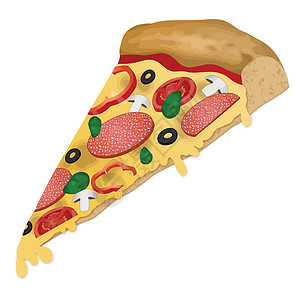 意大利辣香肠橄榄披萨惠特上的一片比萨饼设计图片