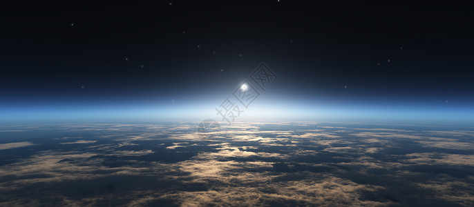 来自太空之星和苏的日出地平线城市科学建筑射线星系蓝色地球阳光世界背景图片