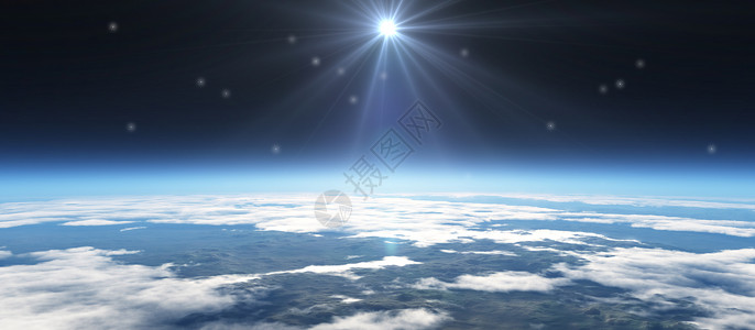 来自太空之星和苏的日出世界蓝色气氛星系景观天文学阳光太阳地球地平线背景图片