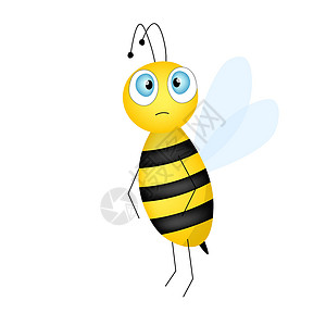 卡通可爱的蜜蜂吉祥物 一只惊讶的蜜蜂飞过 小黄蜂 矢量字符 昆虫图标 邀请函 卡片 壁纸 幼儿园的模板设计 涂鸦风格产品大眼睛绘背景图片