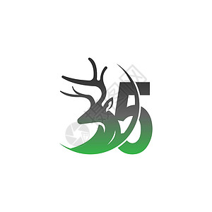 号图标标志与鹿插图设计标签主义者品牌横幅驯鹿极简标识艺术字母徽章背景图片