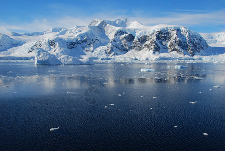阳光天气下的南极风景冰川白色气候环境旅行冰山海洋背景图片