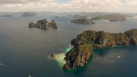 帕拉西菲律宾帕拉万El Nido岛热带岛屿的海景理念游客支撑假期旅行鸟瞰图海洋景观旅游海岸线背景