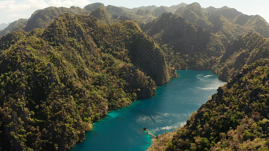 菲律宾热带岛屿的卡扬甘山湖 科隆 帕拉万景观旅行冠冕旅游风景天线蓝色天堂海岸背景图片