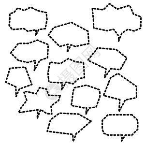 可爱对话框图片一组语言泡泡 卡通矢量插图 孤立于透明的白色背景 手画风格 对话框云横幅空白标签草图收藏气球商业说话讲话乐趣设计图片