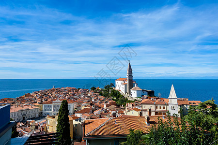 斯洛文尼亚Piran镇的图片视图 亚得里亚海沿岸高清图片