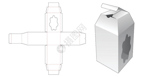 带有曲线窗口模切模板的瓶子包装木板蓝图纸板商业模切贮存盒子礼物产品枕头背景图片