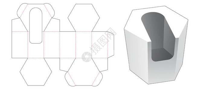 纸盒模板包装盒模切模板包装商业零售矩形商品蓝图纸板木板盒子模切插画