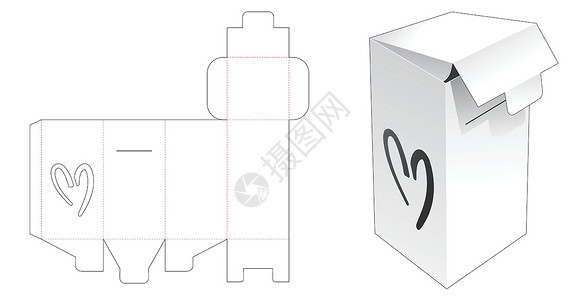 包装盒模切模板工业白色展示空白打印蓝图包装纸板嘲笑产品背景图片