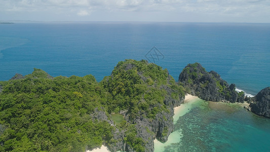 卡拉蒙丁卡拉莫群岛的海景 菲律宾南卡马里纳海滩假期海岸岩石热带风景森林旅行海洋背景