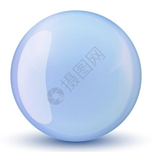 玻璃蓝色球或珍贵珍珠 光滑现实的球 3D抽象矢量插图在白色背景上突出显示 大金属泡沫和阴影液体网络按钮水晶反射塑料圆圈气泡玻璃球背景图片