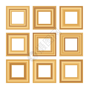 为您的设计设置方形金色复古木制框架 复古封面 放置文本 复古古董金色漂亮的矩形框架 模板矢量图金子木头收藏房子照片博物馆艺术木板背景图片