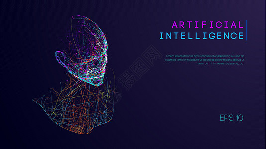 Ai 数字大脑 人工智能概念 机器人数字计算机解释中的人头 线框头概念电讯粒子虚拟现实技术数据流动电子人学习机网格生物背景图片
