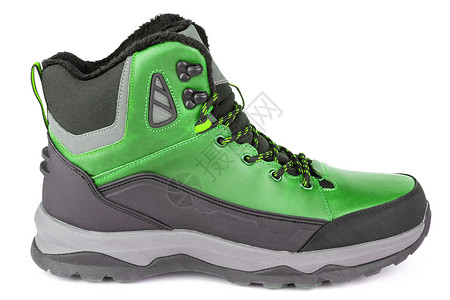 白色背景隔离的绿色绝绿冬季温暖 三季度运动鞋或靴子(白色背景)背景