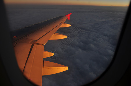 从飞机上看到的日落航空气候高清图片