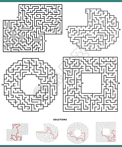 迷宫游戏图表设置与解决方案插图工作簿活动出口测试资产收藏设计入口卡通片背景图片