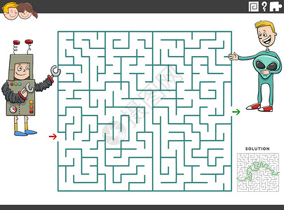 与男孩在服装部分的迷宫教育游戏背景图片