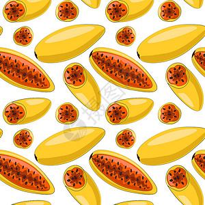 哥克塔无缝矢量模式与异国情调的水果 curub插图打印食物织物卡片墙纸装饰品香蕉饮食收成插画