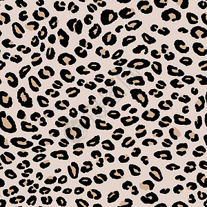 猎豹抽象的现代豹纹无缝图案 动物时尚背景 用于印刷品 卡片 明信片 织物 纺织品的米色和黑色装饰矢量库存插图 风格化皮肤的现代装饰品插画