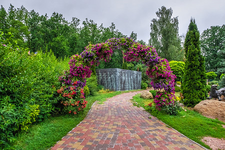 乌克兰哈尔科夫费尔德曼生态公园植物吸引力生态园花园捕食者旅行时钟长凳胡同公园背景
