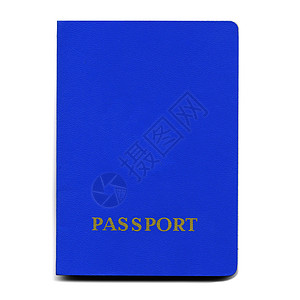 蓝色护照 在白色上被孤立旅行脱欧卡片文档背景图片